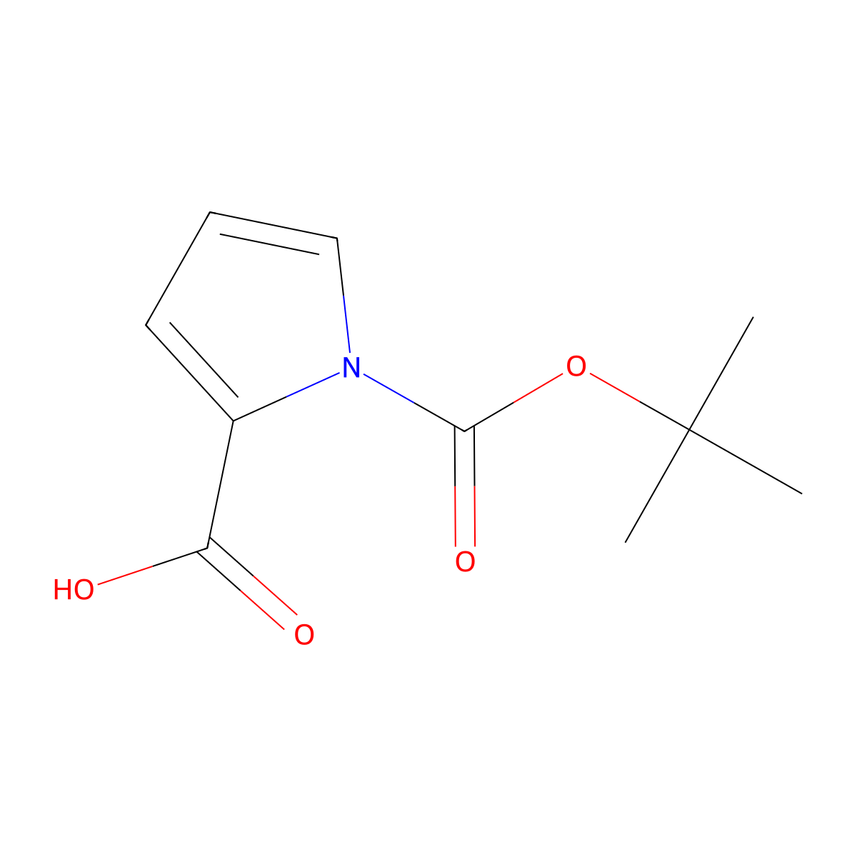 1-(Tert-butoxycarbonyl)-1H-pyrrole-2-carboxylic acid molecular structure, CAS 117657-40-6