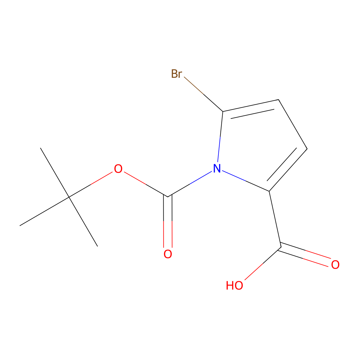 5-Bromo-1-(tert-butoxycarbonyl)-1H-pyrrole-2-carboxylic acid molecular structure, CAS 117657-41-7