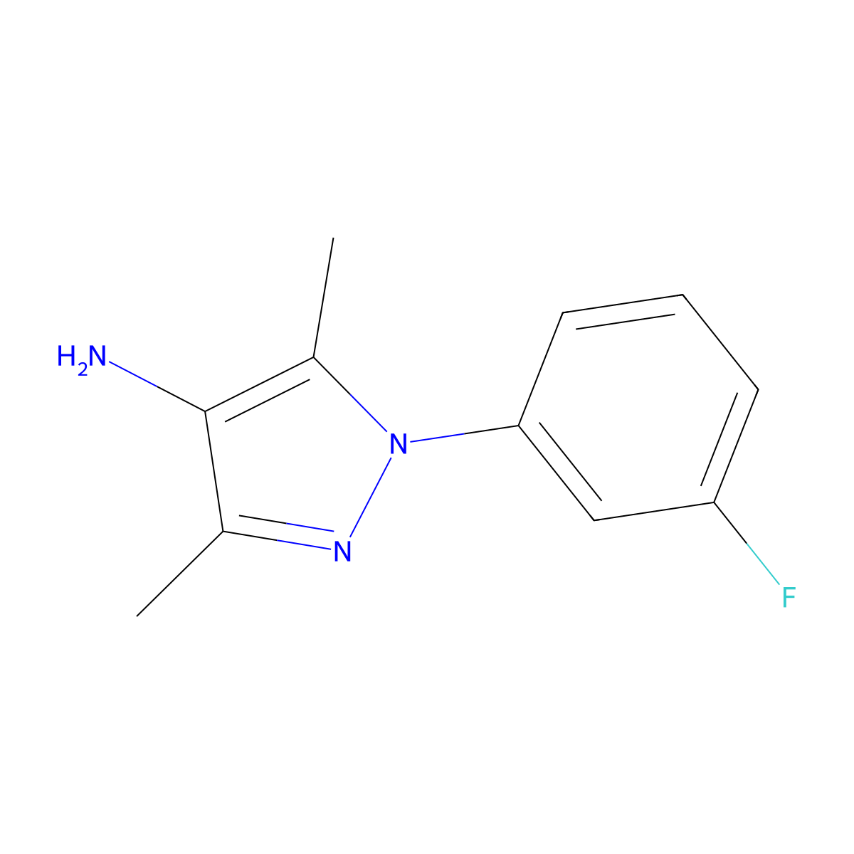 1-(3-fluorophenyl)-3,5-dimethyl-1H-pyrazol-4-amine molecular structure, CAS 1176581-36-4