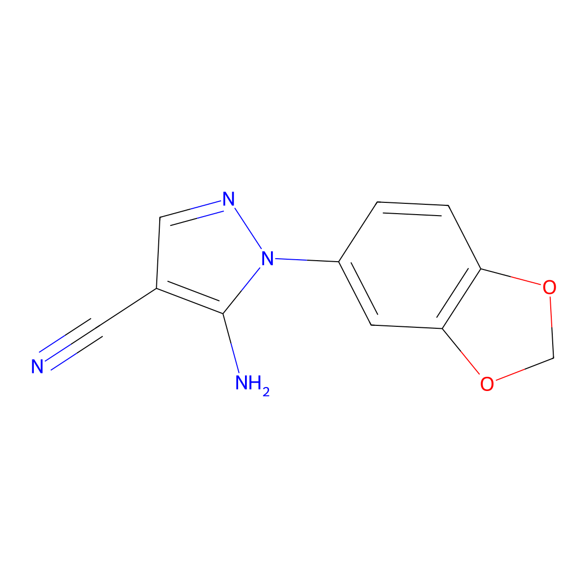 5-Amino-1-benzo[1,3]dioxol-5-yl-1H-pyrazole-4-carbonitrile molecular structure, CAS 1176583-72-4