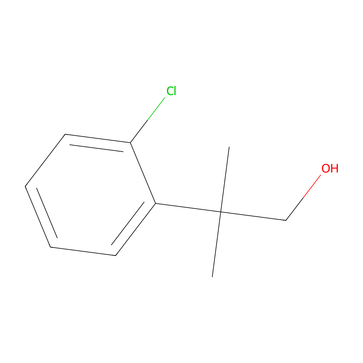 2-(2-Chlorophenyl)-2-methyl-1-propanol molecular structure, CAS 1176587-58-8