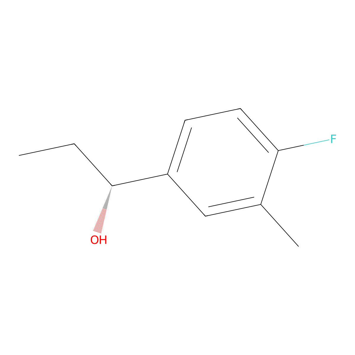 (1R)-1-(4-fluoro-3-methylphenyl)propan-1-ol molecular structure, CAS 1176589-67-5