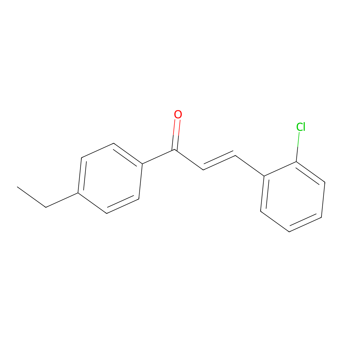 (2E)-3-(2-Chlorophenyl)-1-(4-ethylphenyl)prop-2-en-1-one molecular structure, CAS 1176617-44-9