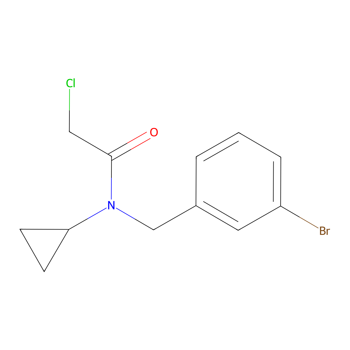 N-(3-bromobenzyl)-2-chloro-N-cyclopropylacetamide molecular structure, CAS 1176625-60-7