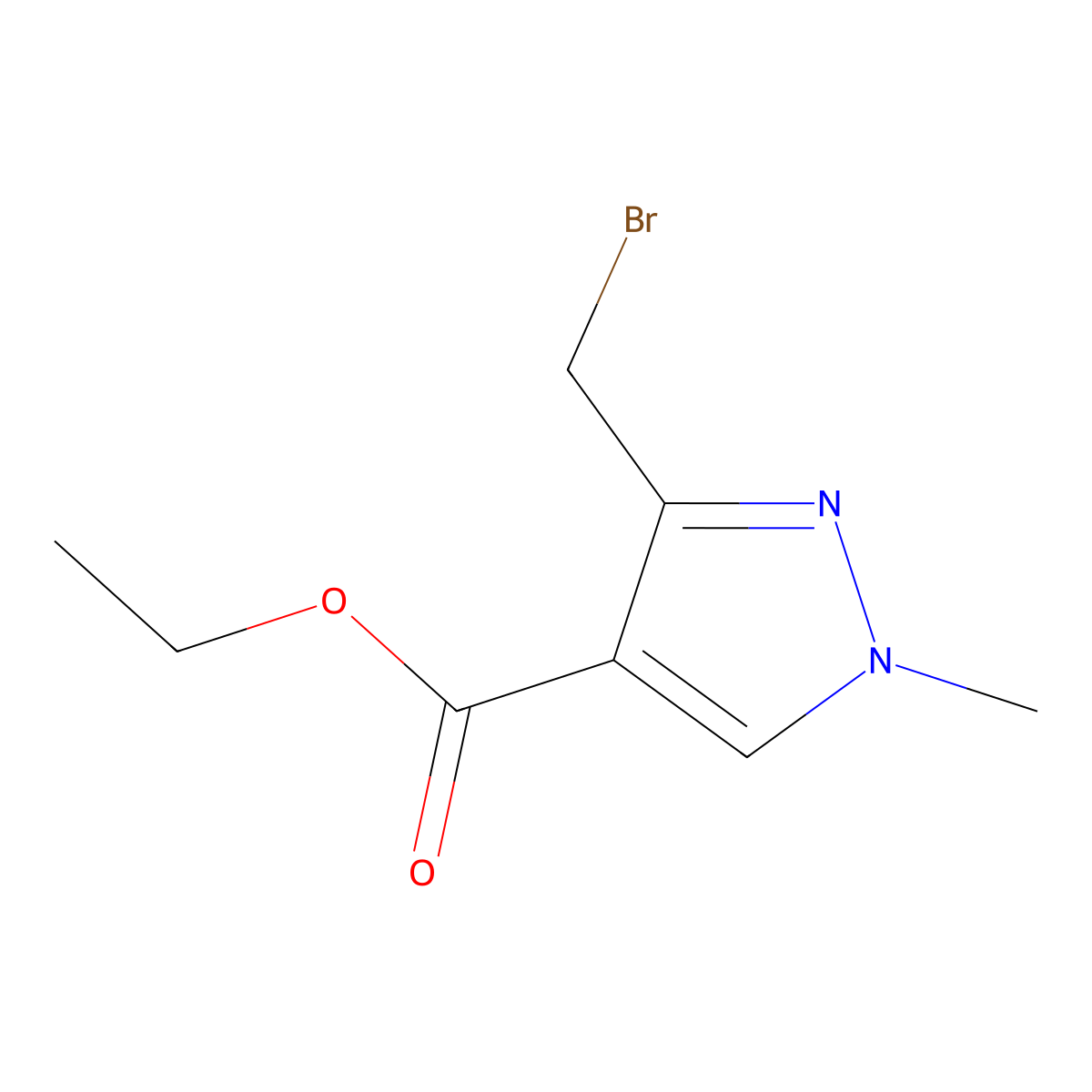 ethyl 3-(bromomethyl)-1-methyl-1H-pyrazole-4-carboxylate molecular structure, CAS 1176629-22-3