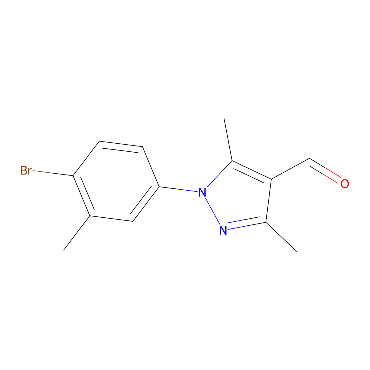 1-(4-Bromo-3-methylphenyl)-3,5-dimethyl-1H-pyrazole-4-carbaldehyde molecular structure, CAS 1176631-90-5