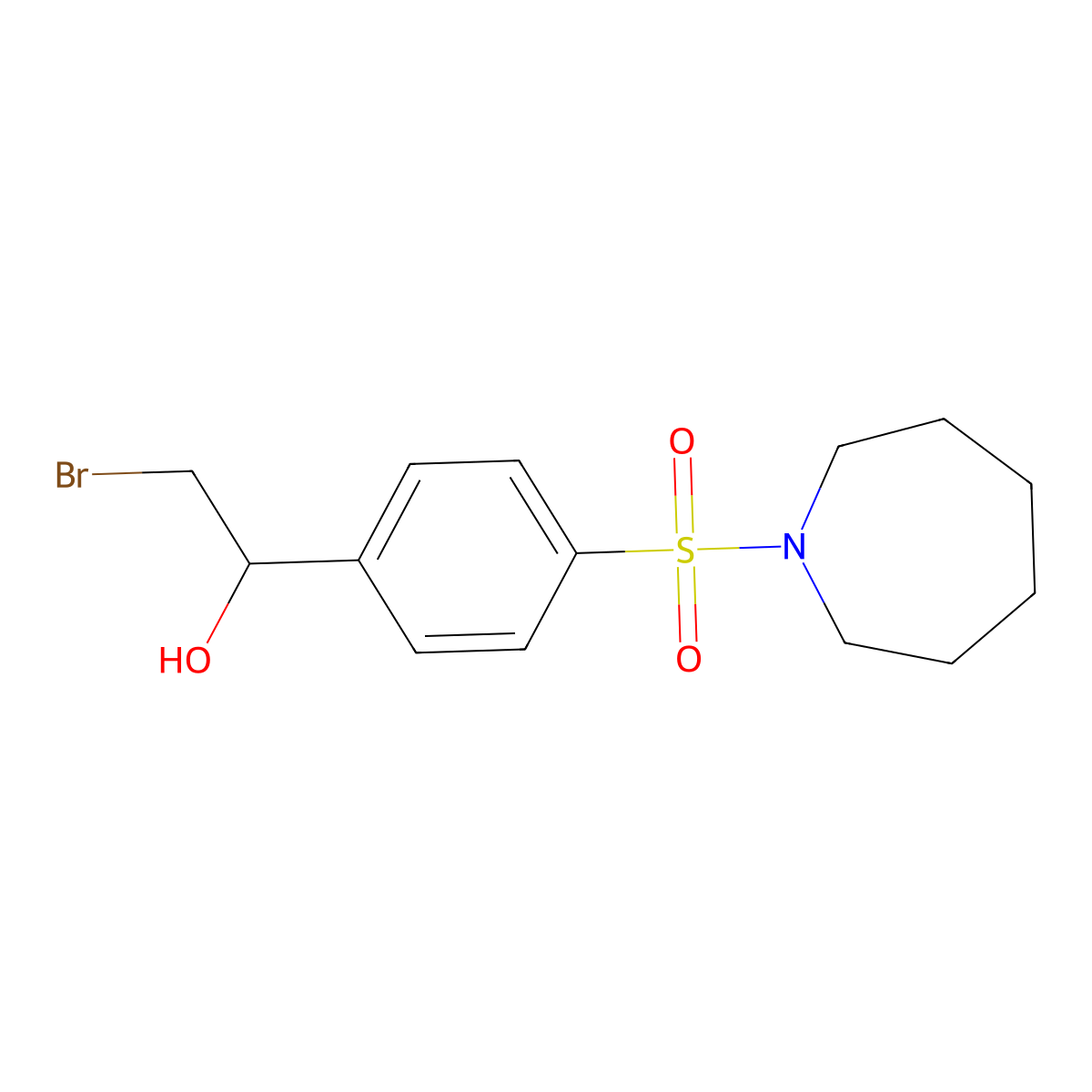 (1R)-1-[4-(azepane-1-sulfonyl)phenyl]-2-bromoethan-1-ol molecular structure, CAS 1176633-14-9