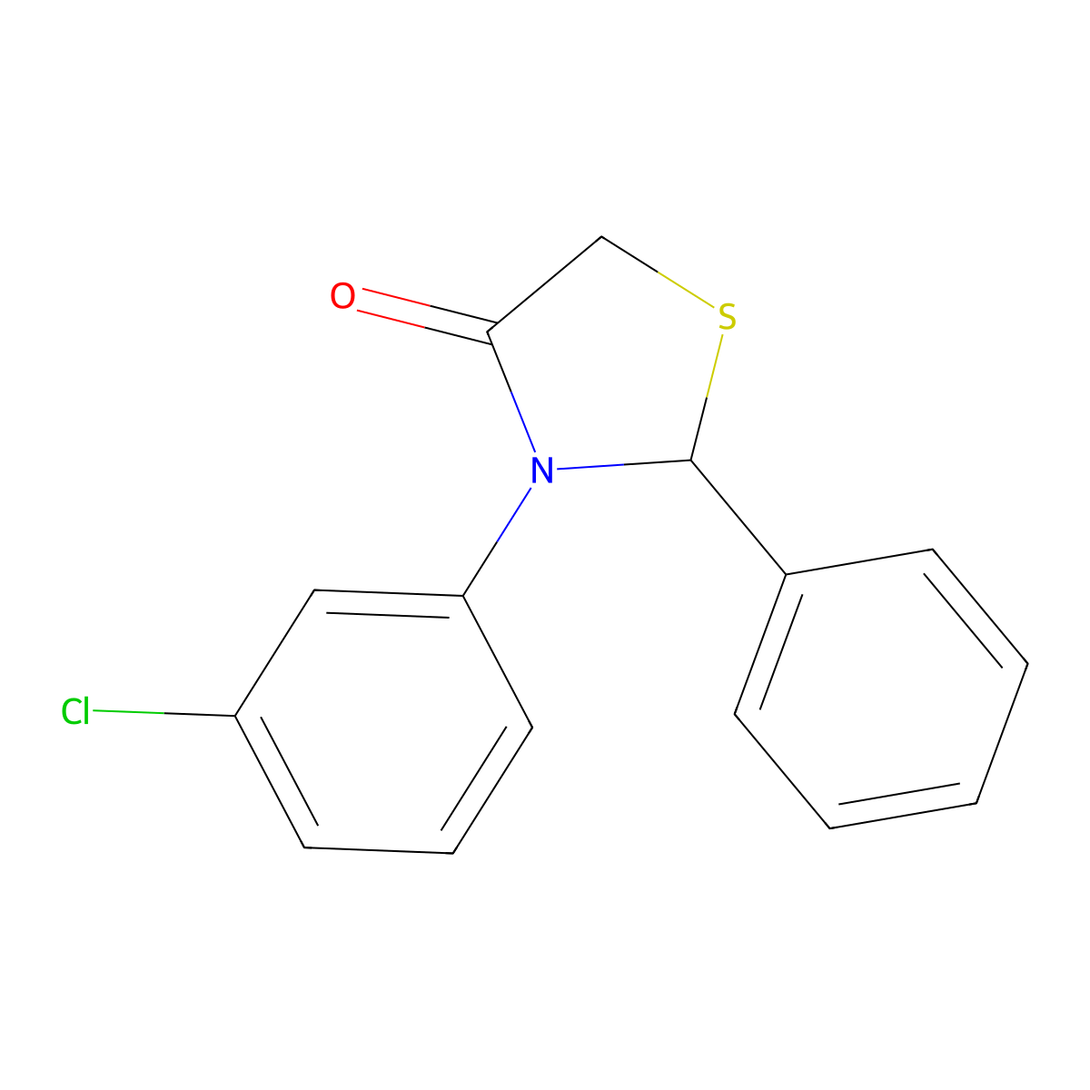 4-Thiazolidinone, 3-(3-chlorophenyl)-2-phenyl- molecular structure, CAS 117664-55-8