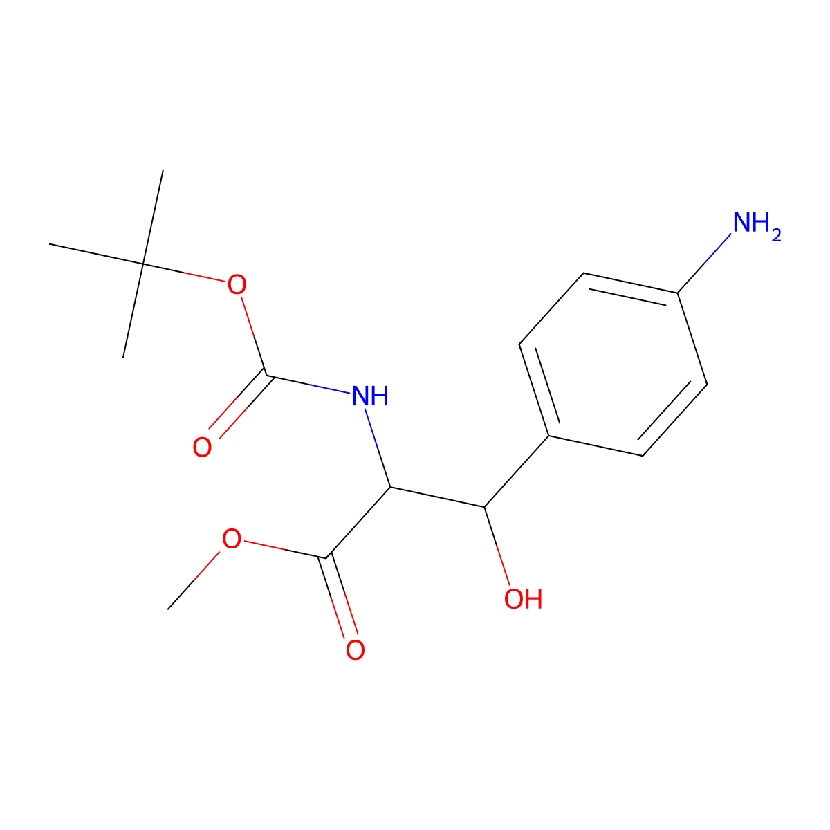 Methyl (2R,3S)-3-(4-aminophenyl)-2-[(tert-butoxycarbonyl)amino]-3-hydroxypropanoate molecular structure, CAS 1176641-22-7