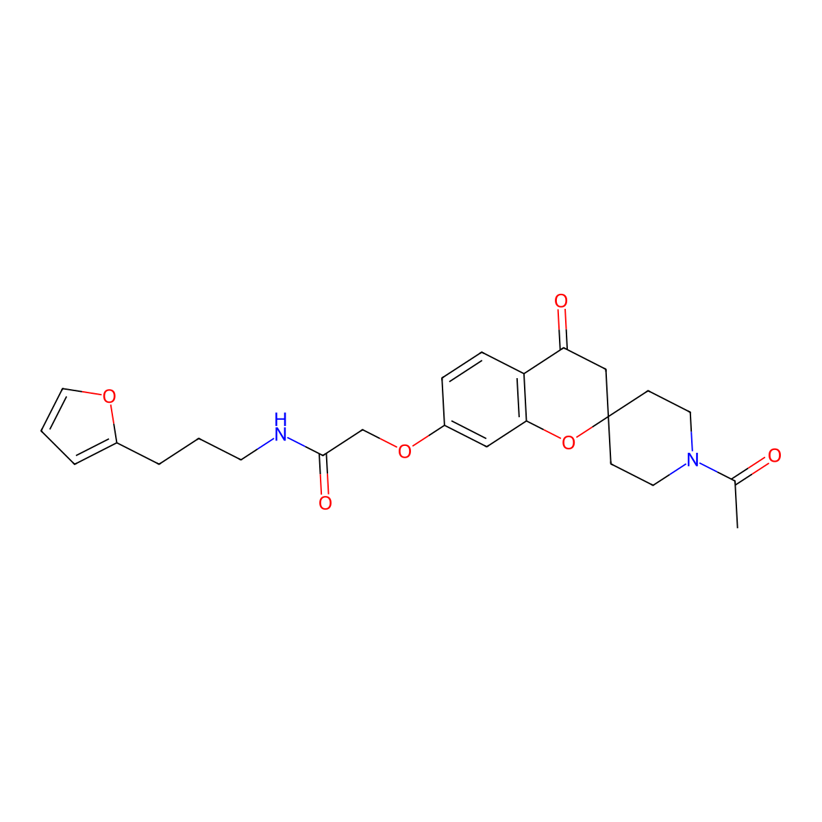 2-[(1'-acetyl-4-oxo-3,4-dihydrospiro[chromene-2,4'-piperidin]-7-yl)oxy]-N-[3-(2-furyl)propyl]acetamide molecular structure, CAS 1176648-07-9