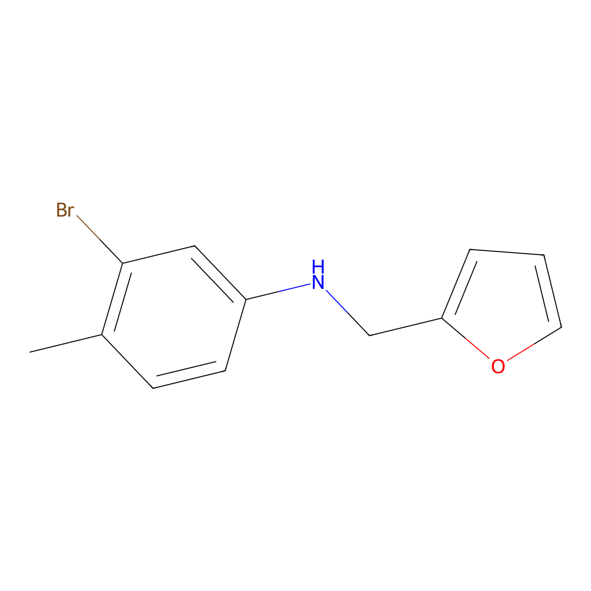 3-bromo-N-(furan-2-ylmethyl)-4-methylaniline molecular structure, CAS 1176655-96-1