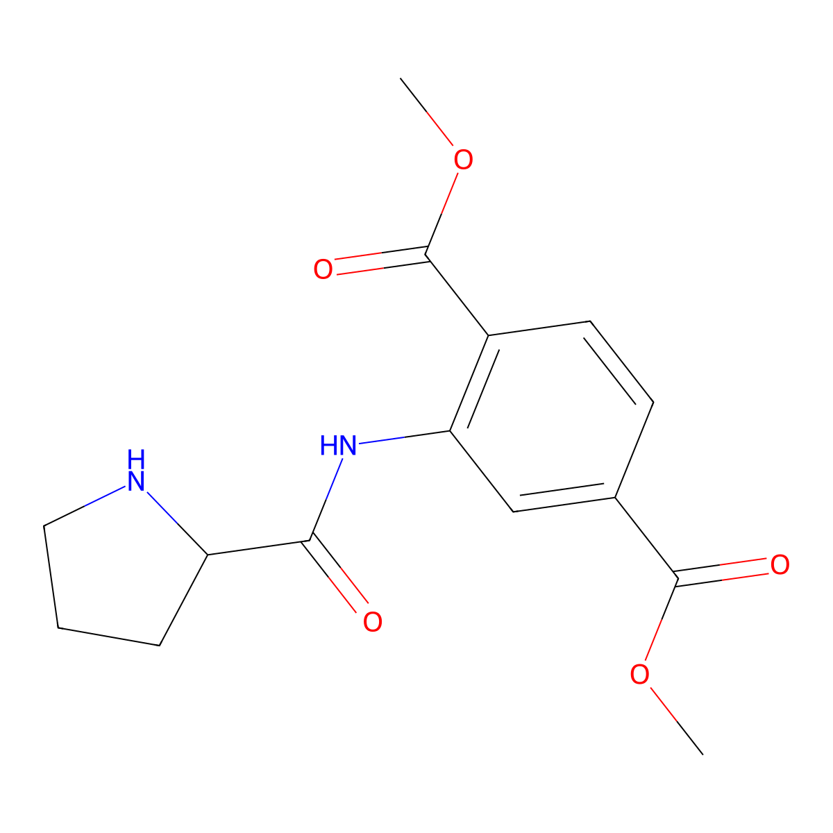 1,4-Dimethyl 2-[[(2S)-2-pyrrolidinylcarbonyl]amino]-1,4-benzenedicarboxylate molecular structure, CAS 1176657-14-9