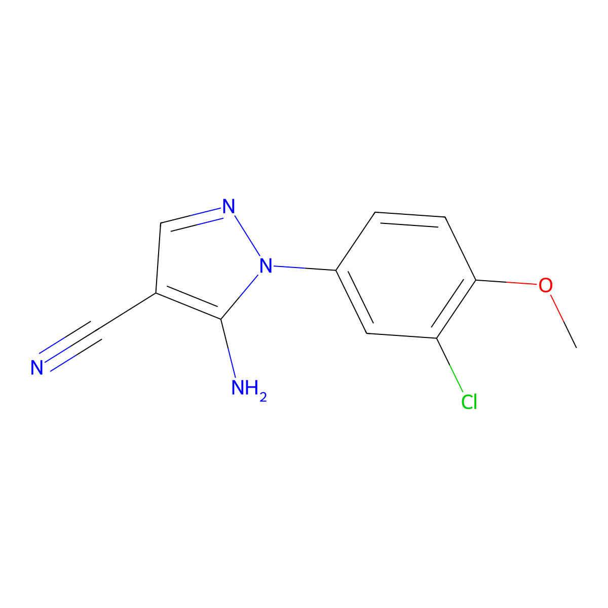 5-Amino-1-(3-chloro-4-methoxyphenyl)-1H-pyrazole-4-carbonitrile molecular structure, CAS 1176661-38-3