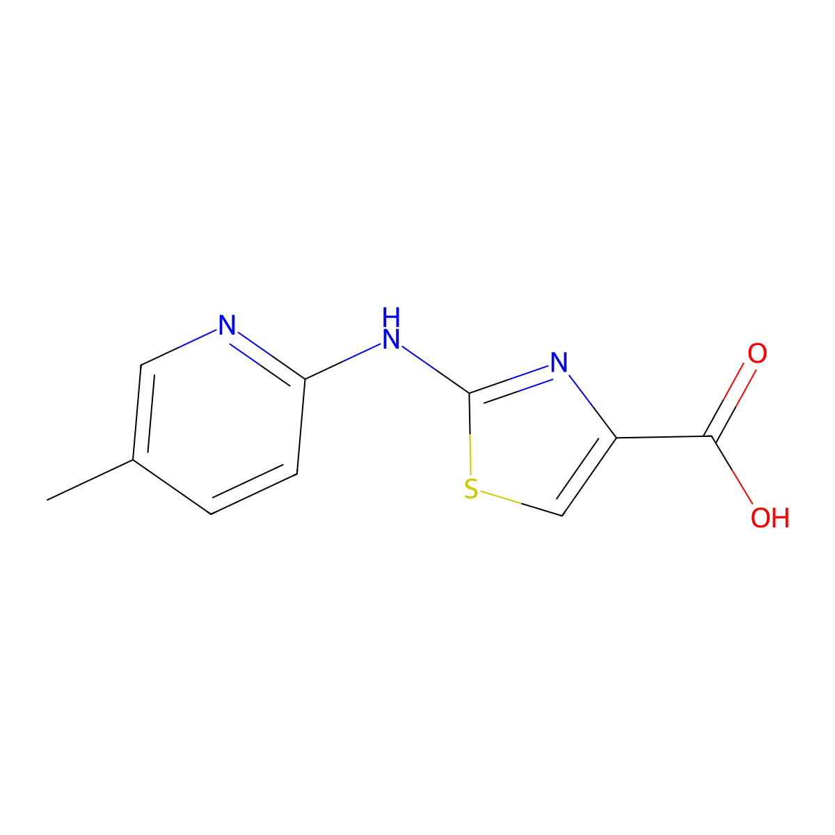 2-((5-Methylpyridin-2-yl)amino)thiazole-4-carboxylic acid molecular structure, CAS 1176665-06-7