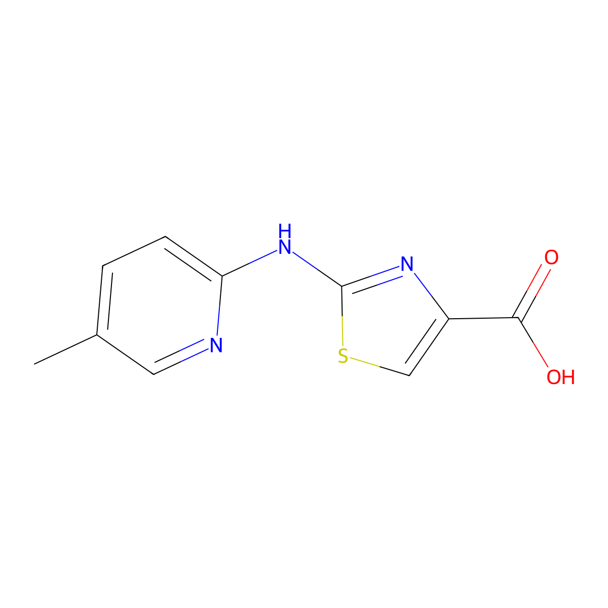 2-((5-Methylpyridin-2-yl)amino)thiazole-4-carboxylic acid molecular structure, CAS 1176665-06-7