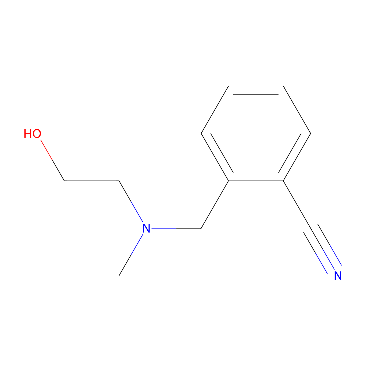 2-{[(2-Hydroxy-ethyl)-methyl-amino]-methyl}-benzonitrile molecular structure, CAS 1176666-99-1