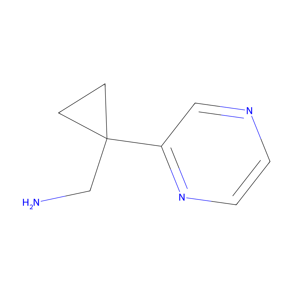(1-(Pyrazin-2-yl)cyclopropyl)methanamine molecular structure, CAS 1176667-96-1