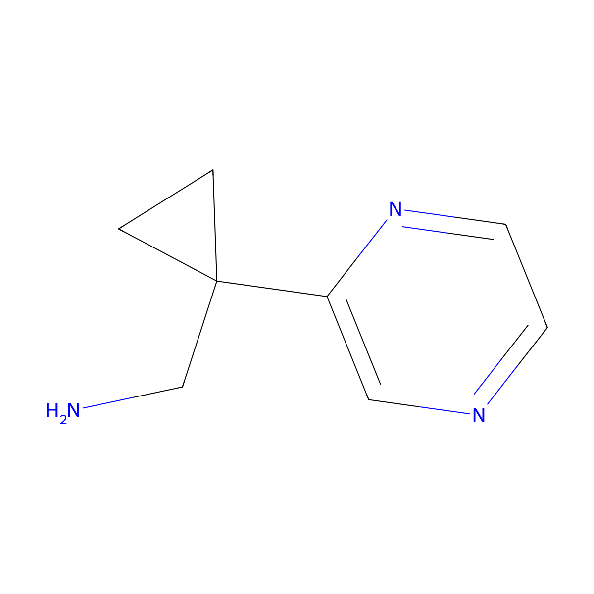 (1-(Pyrazin-2-yl)cyclopropyl)methanamine molecular structure, CAS 1176667-96-1