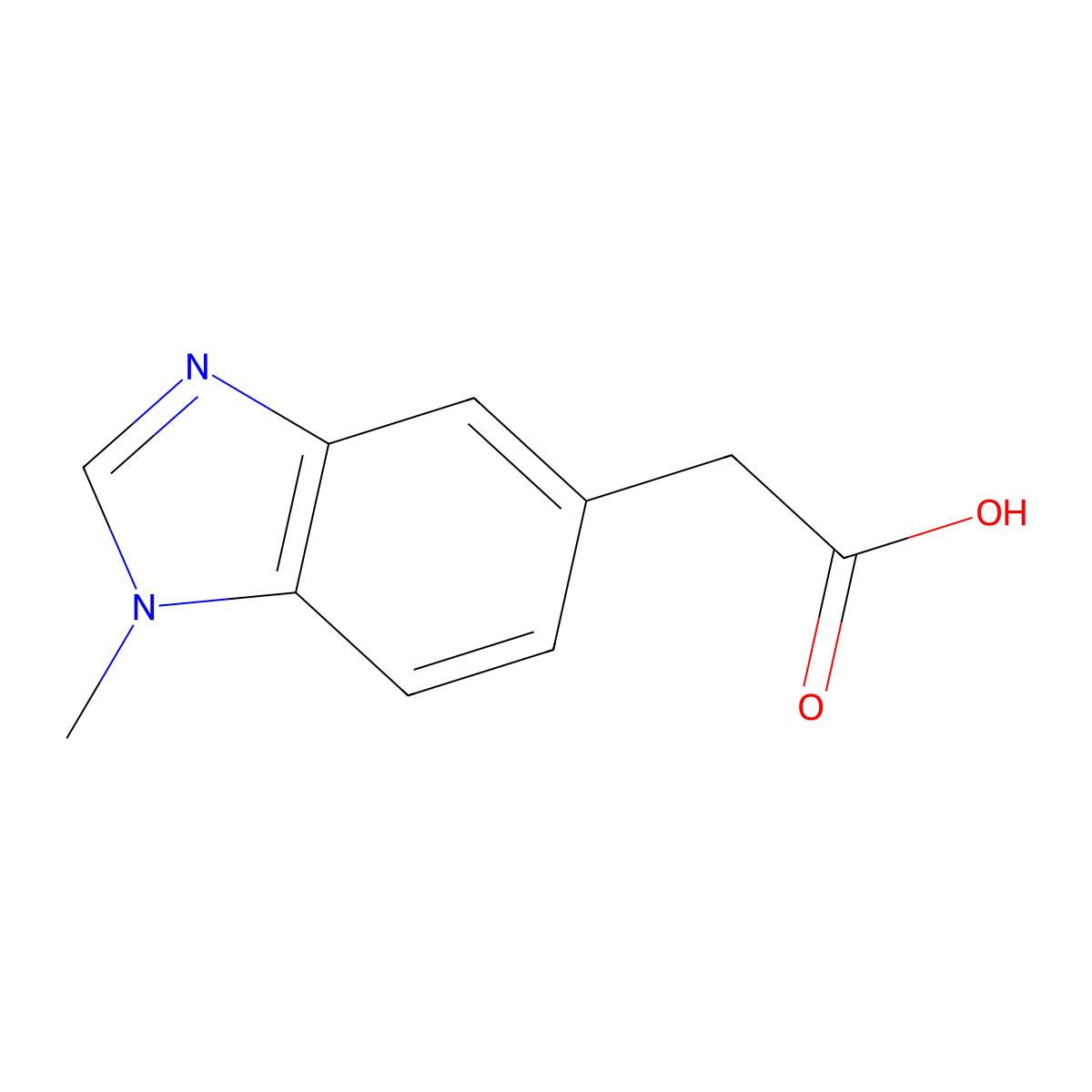 2-(1-methyl-1H-1,3-benzodiazol-5-yl)acetic acid molecular structure, CAS 1176671-64-9
