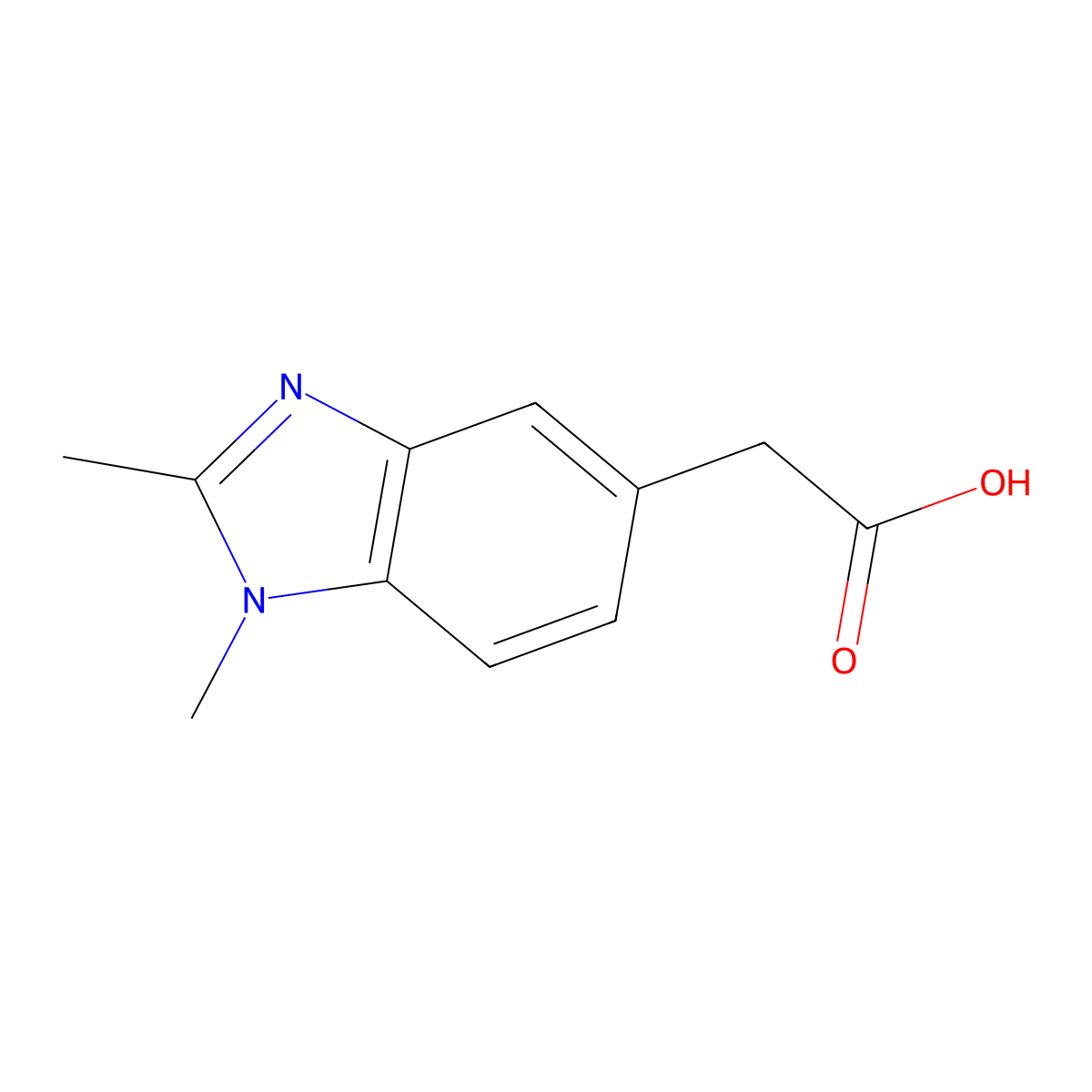 2-(1,2-dimethyl-1H-1,3-benzodiazol-5-yl)acetic acid molecular structure, CAS 1176671-67-2