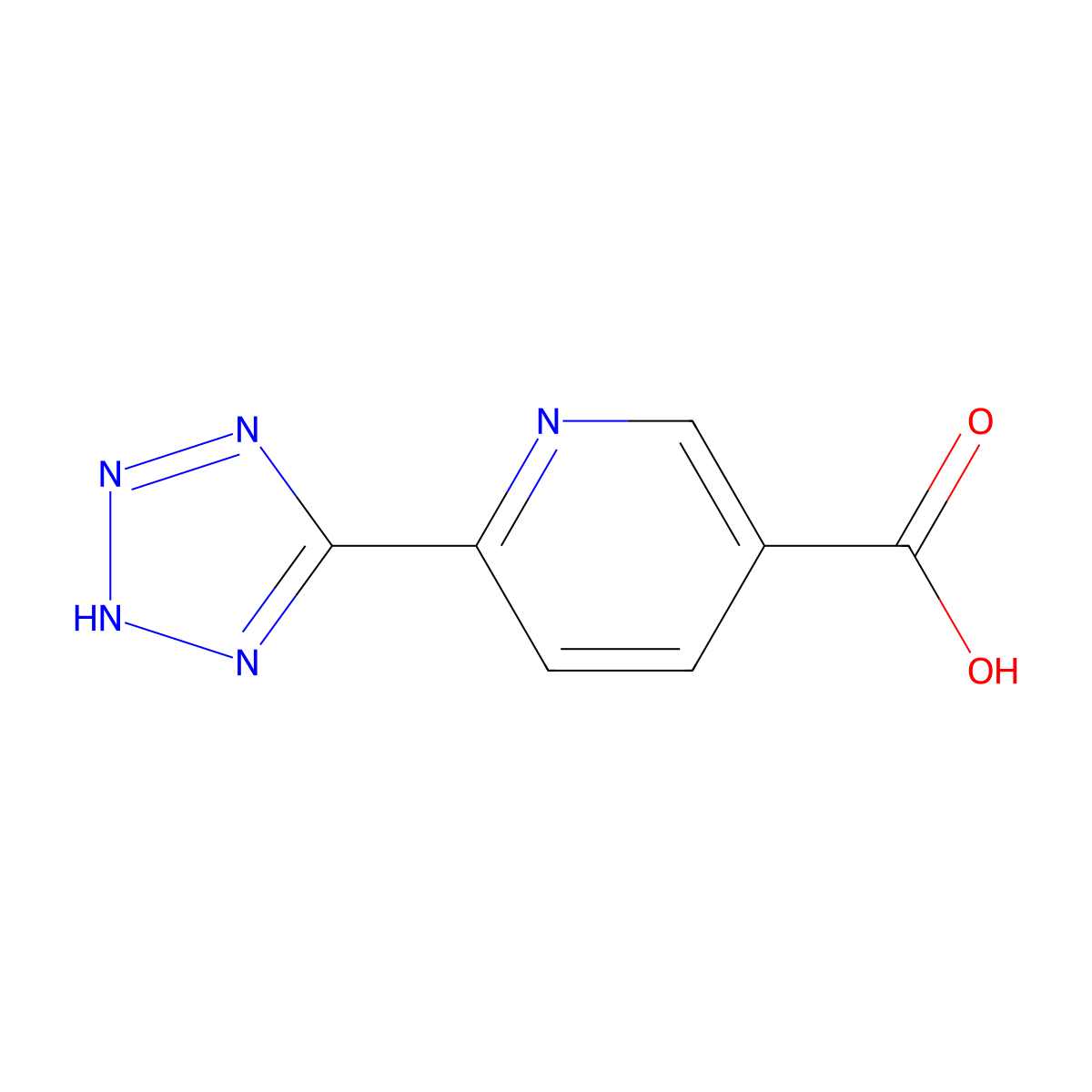 6-(1H-1,2,3,4-tetrazol-5-yl)pyridine-3-carboxylic acid molecular structure, CAS 117668-04-9