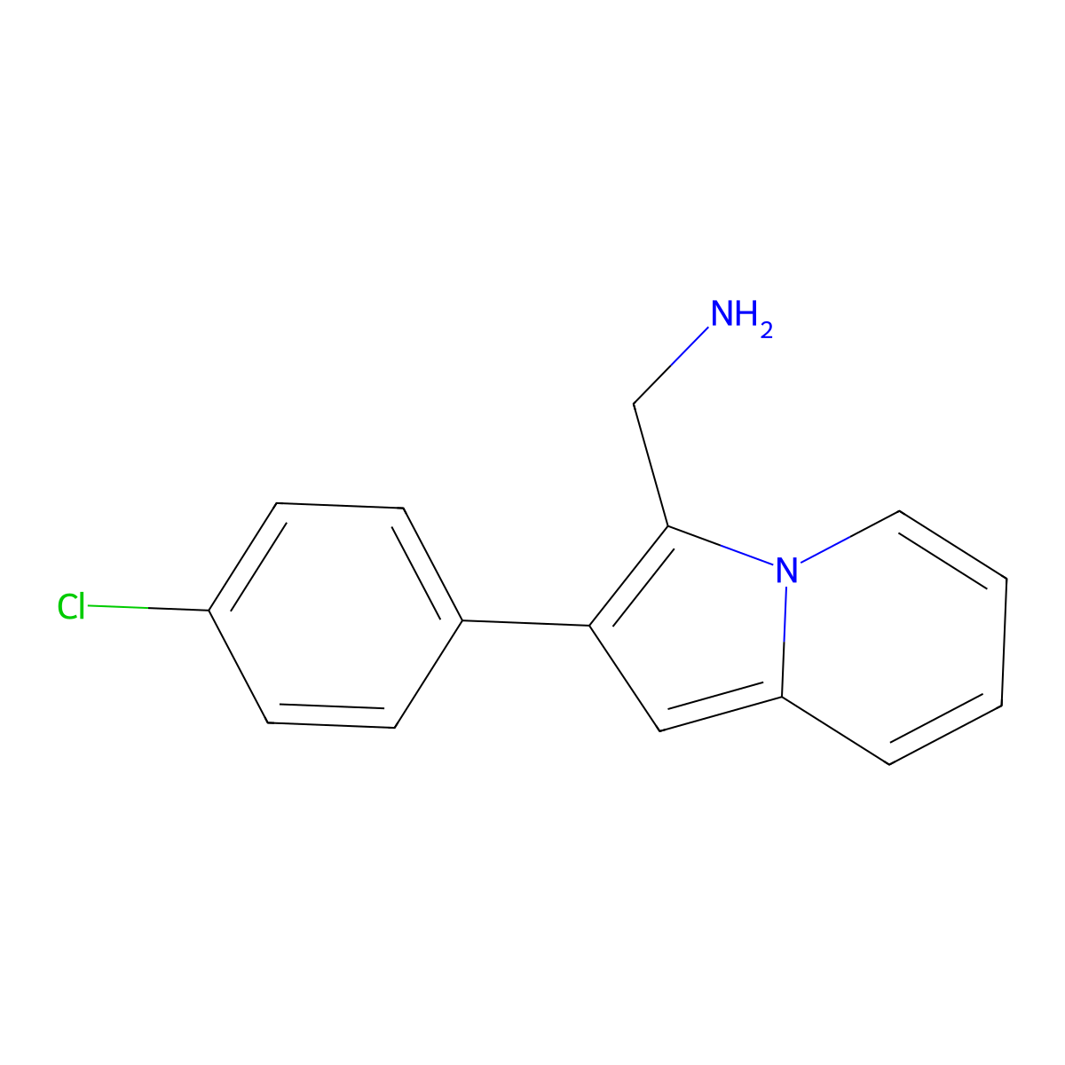 [2-(4-Chlorophenyl)indolizin-3-yl]methanamine molecular structure, CAS 1176689-43-2