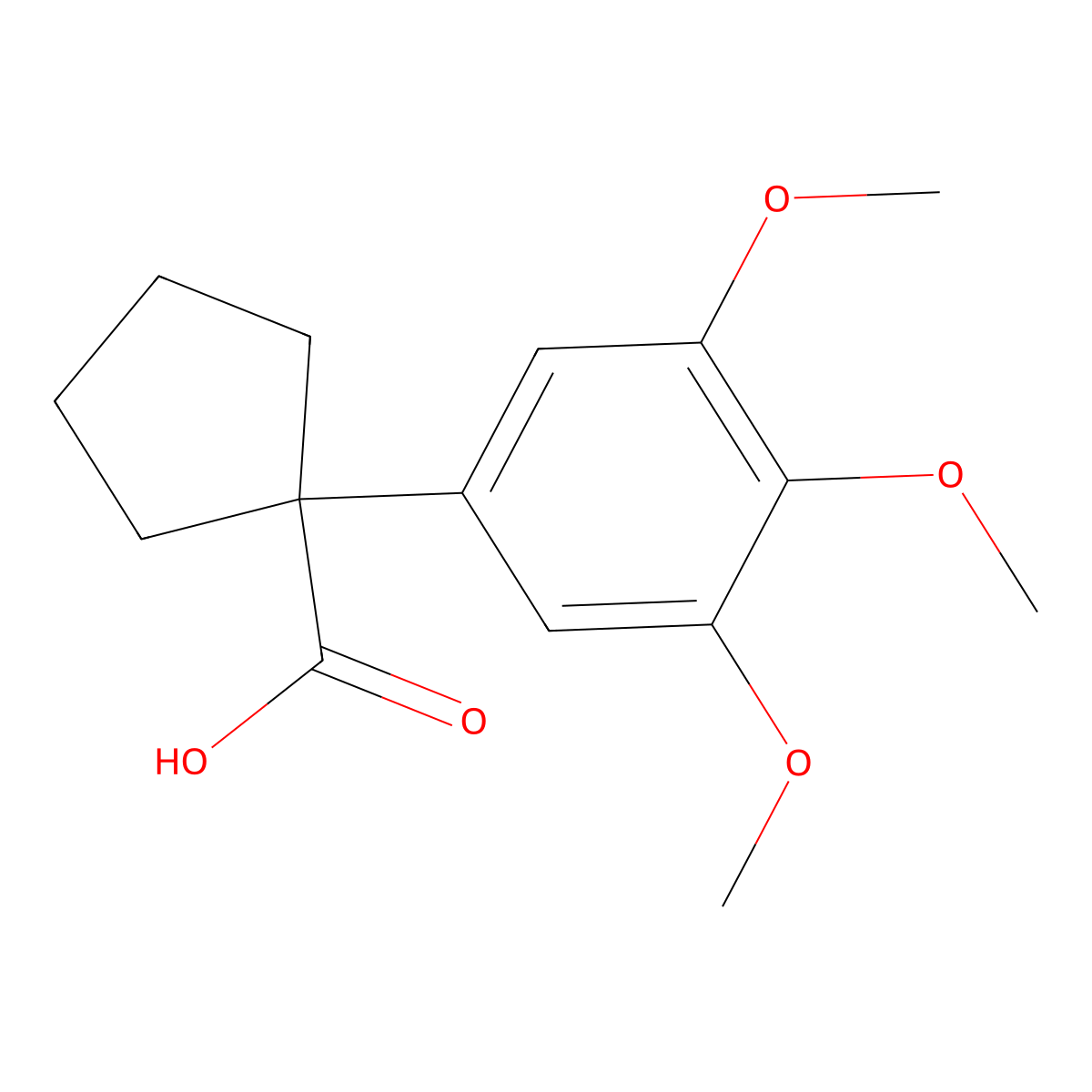1-(3,4,5-Trimethoxyphenyl)cyclopentanecarboxylic acid molecular structure, CAS 1176702-59-2