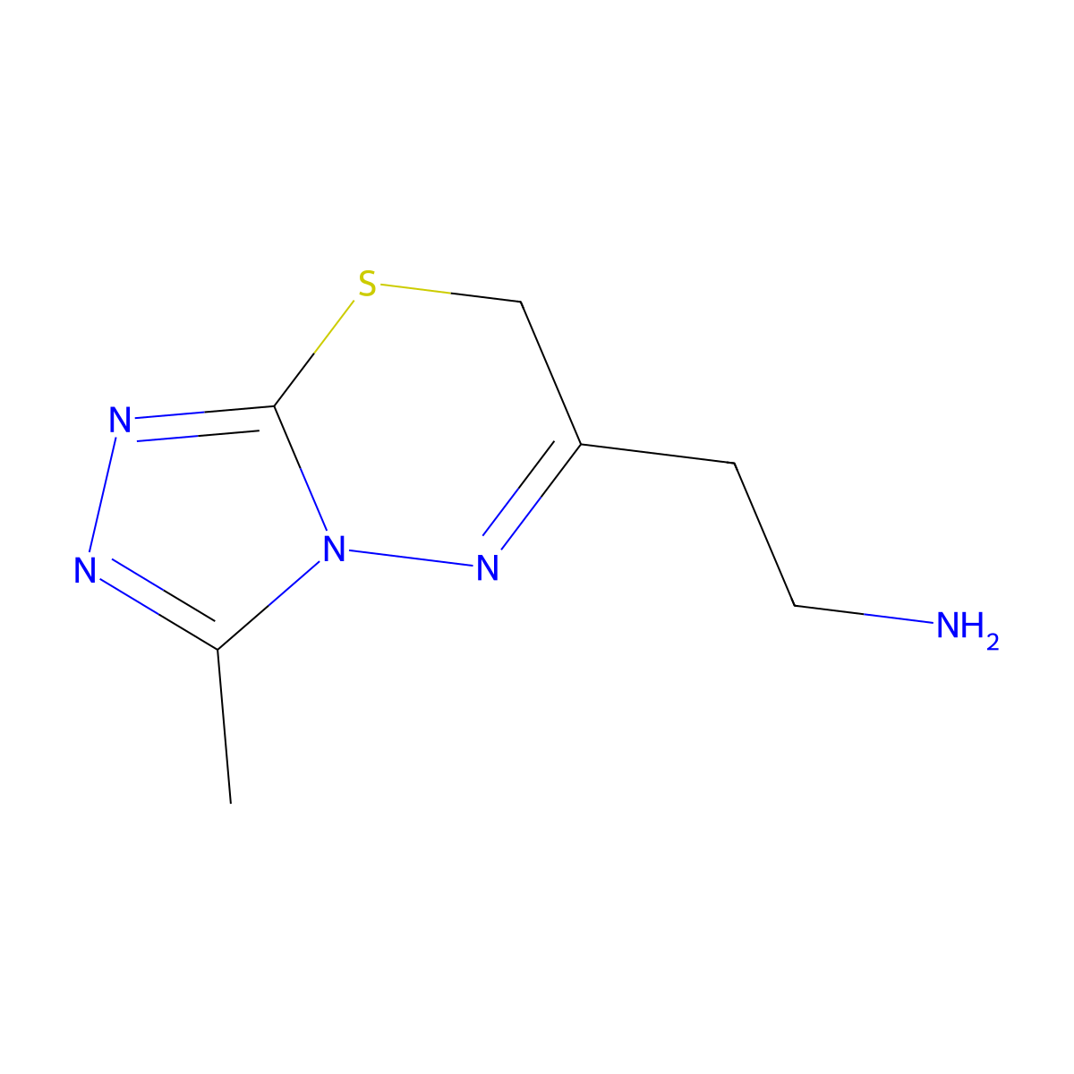 2-(3-Methyl-7H-[1,2,4]triazolo[3,4-b][1,3,4]thiadiazin-6-yl)ethan-1-amine molecular structure, CAS 1176704-07-6