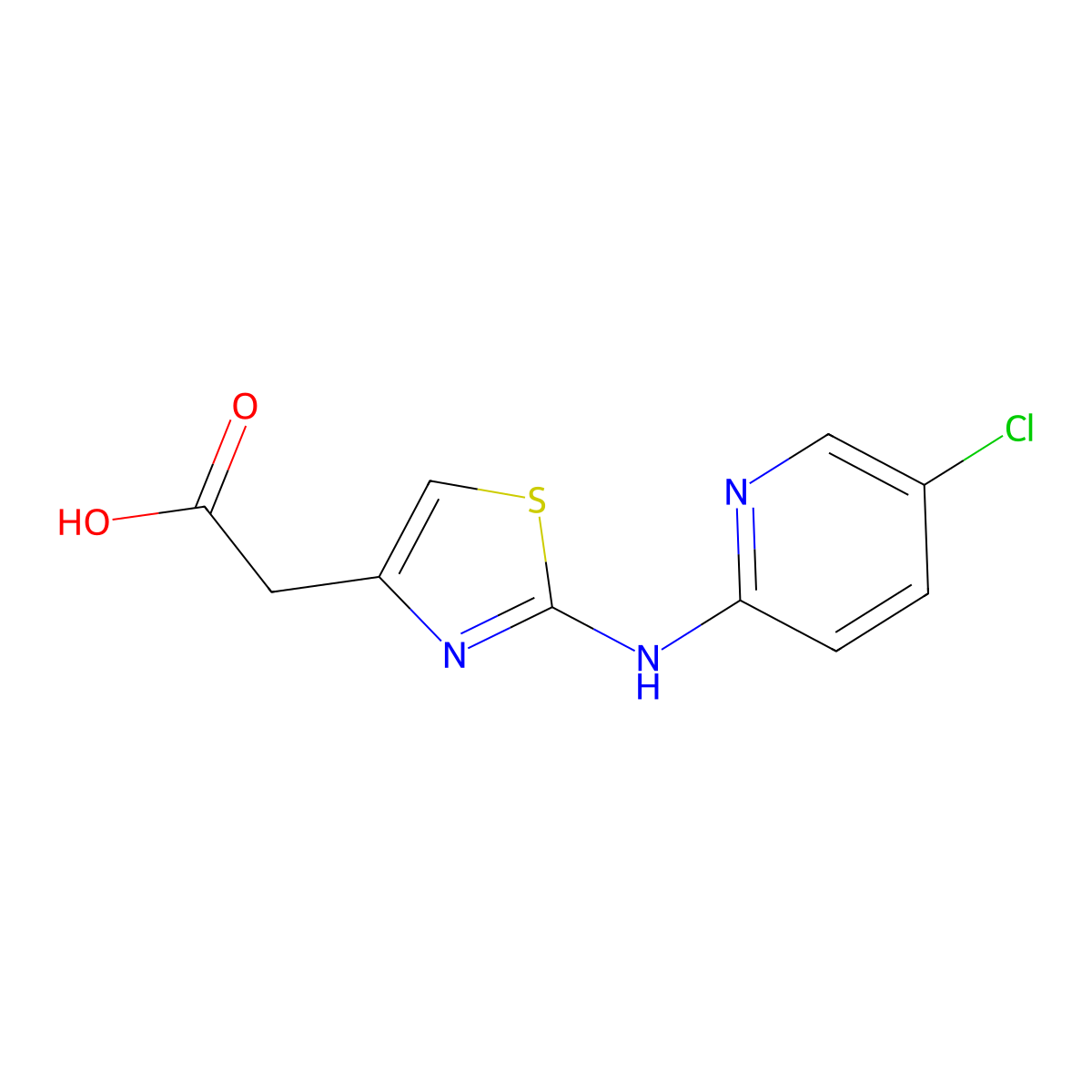 2-(2-((5-Chloropyridin-2-yl)amino)-1,3-thiazol-4-yl)acetic acid molecular structure, CAS 1176721-33-7