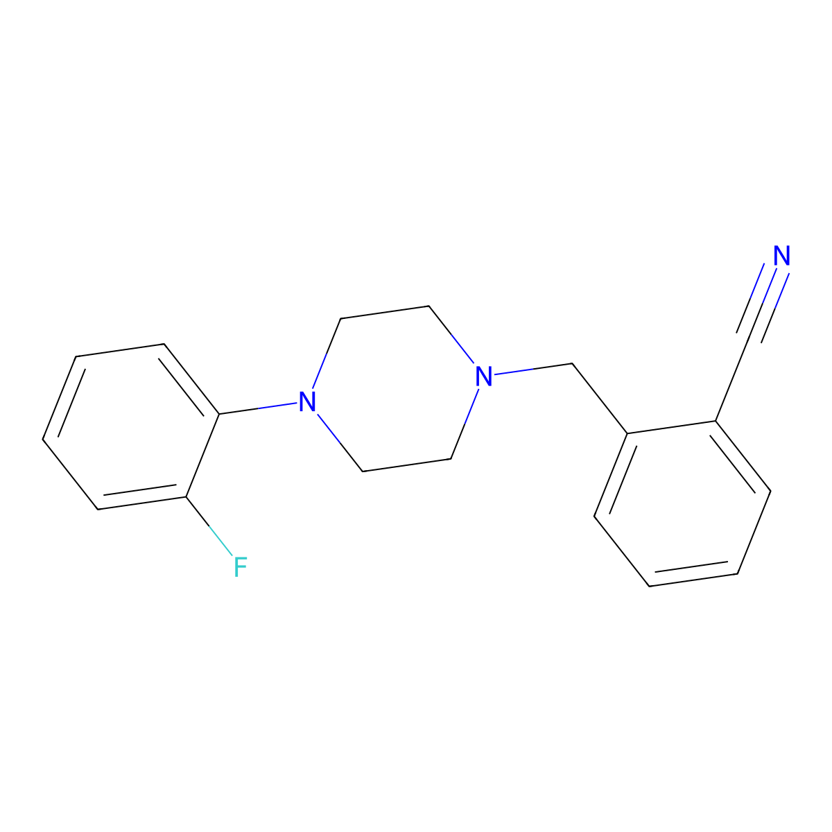 2-[[4-(2-Fluorophenyl)-1-piperazinyl]methyl]benzonitrile molecular structure, CAS 1176738-37-6
