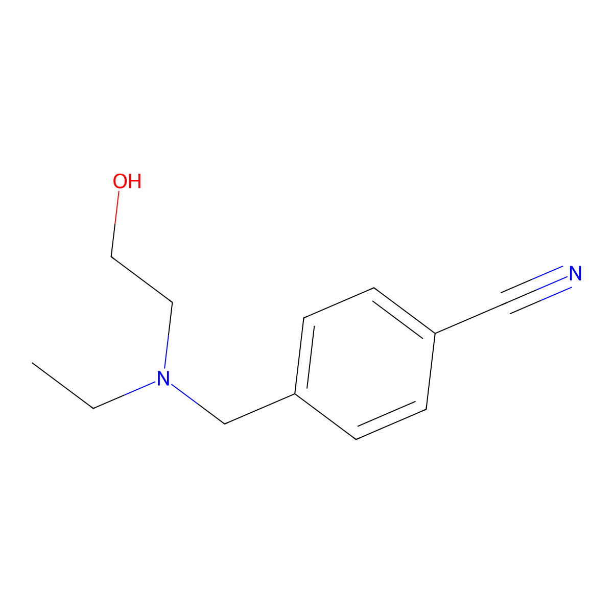 4-{[Ethyl-(2-hydroxy-ethyl)-amino]-methyl}-benzonitrile molecular structure, CAS 1176738-76-3