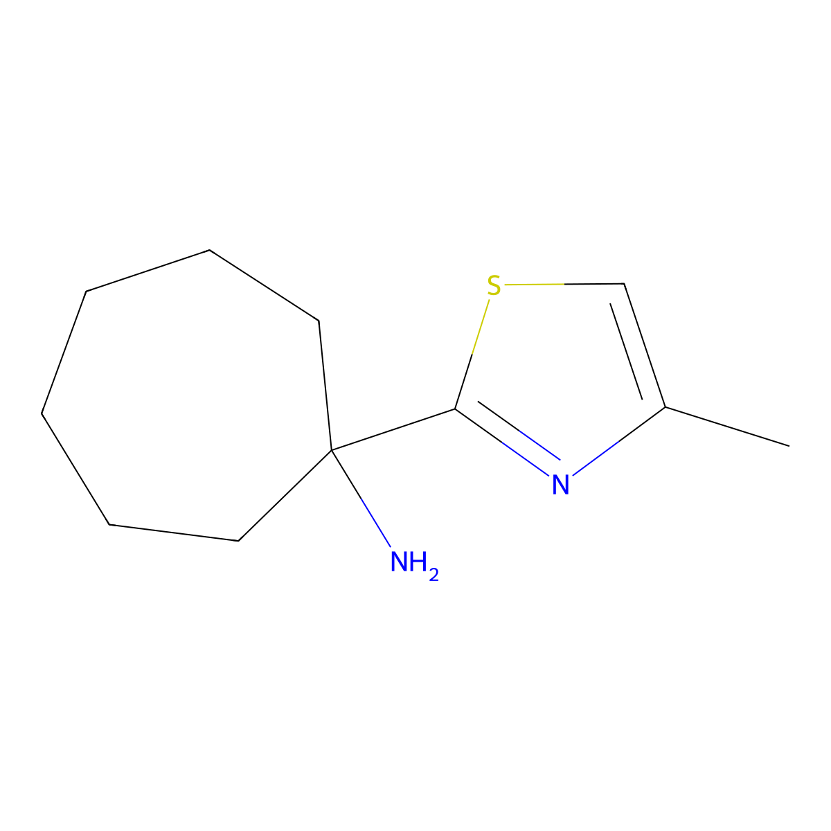 1-(4-Methyl-1,3-thiazol-2-yl)cycloheptan-1-amine molecular structure, CAS 1176740-19-4