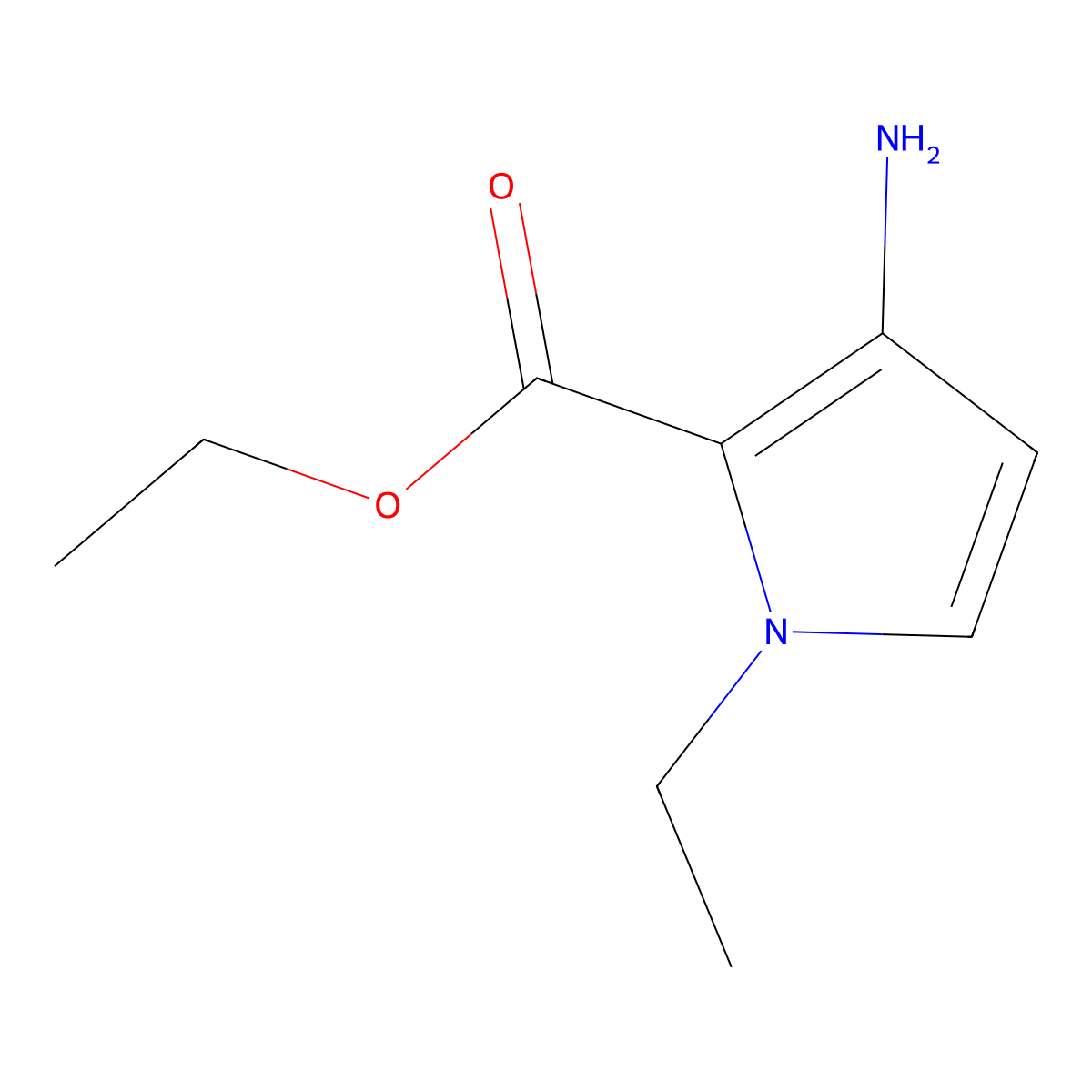 Ethyl 3-amino-1-ethyl-1H-pyrrole-2-carboxylate molecular structure, CAS 1176740-52-5