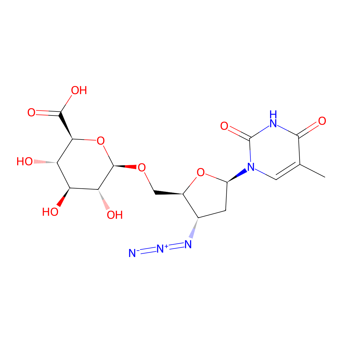 Zidovudine glucuronide molecular structure, CAS 117675-21-5