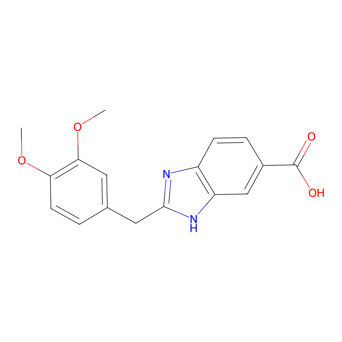 2-[(3,4-dimethoxyphenyl)methyl]-1H-1,3-benzodiazole-5-carboxylic acid molecular structure, CAS 1176757-57-5