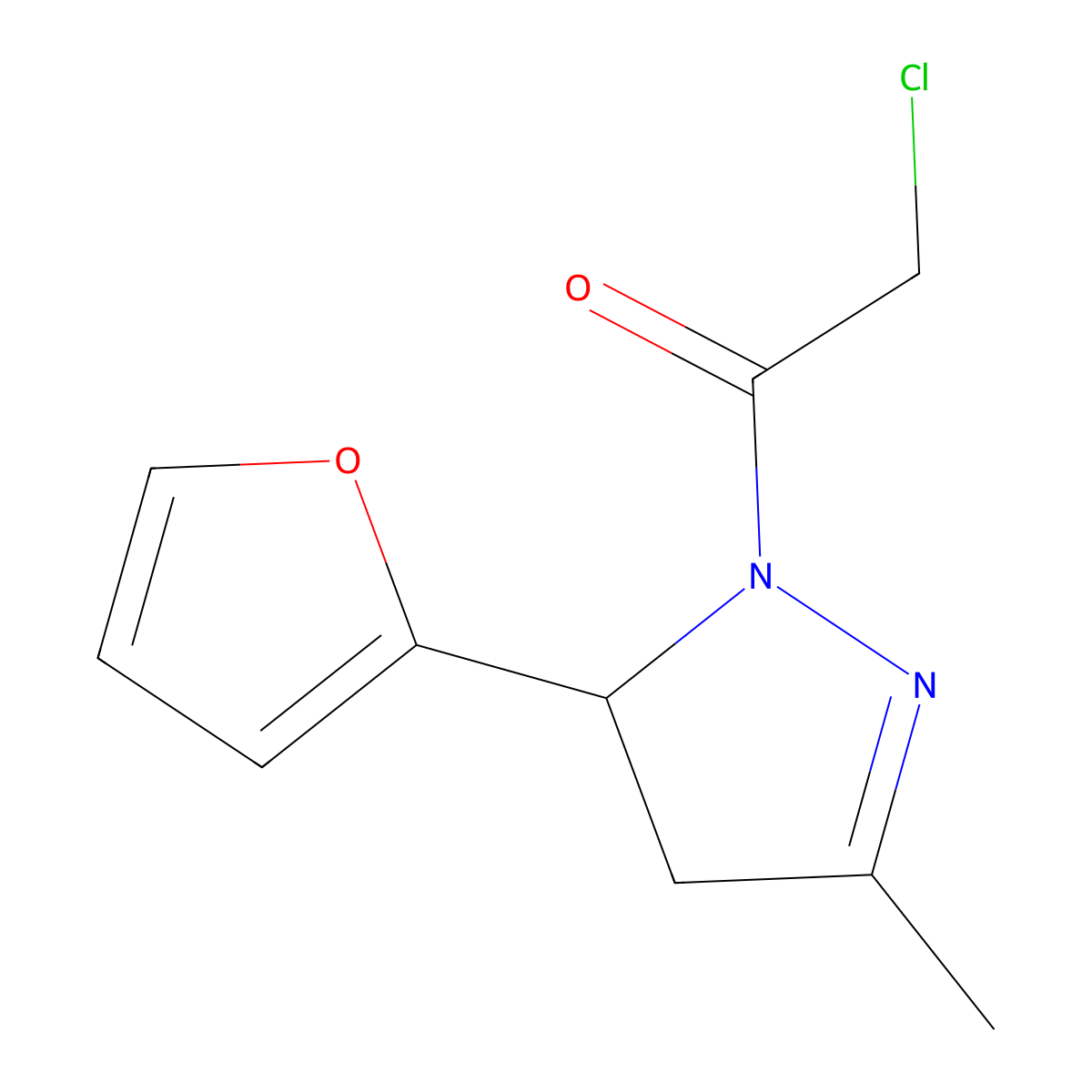 2-chloro-1-[5-(furan-2-yl)-3-methyl-4,5-dihydro-1H-pyrazol-1-yl]ethan-1-one molecular structure, CAS 1176761-62-8