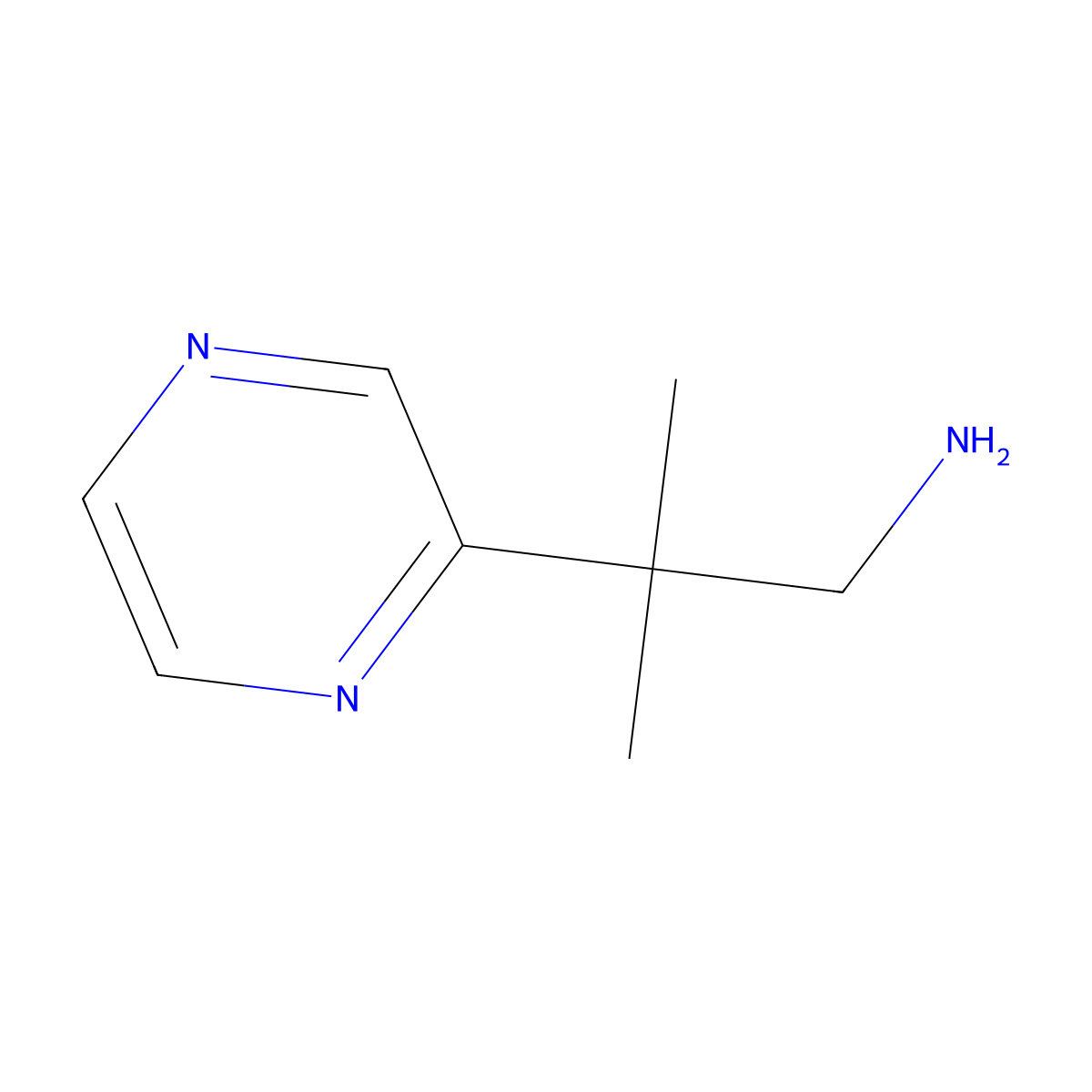 2-Methyl-2-(pyrazin-2-yl)propan-1-amine molecular structure, CAS 1176768-41-4