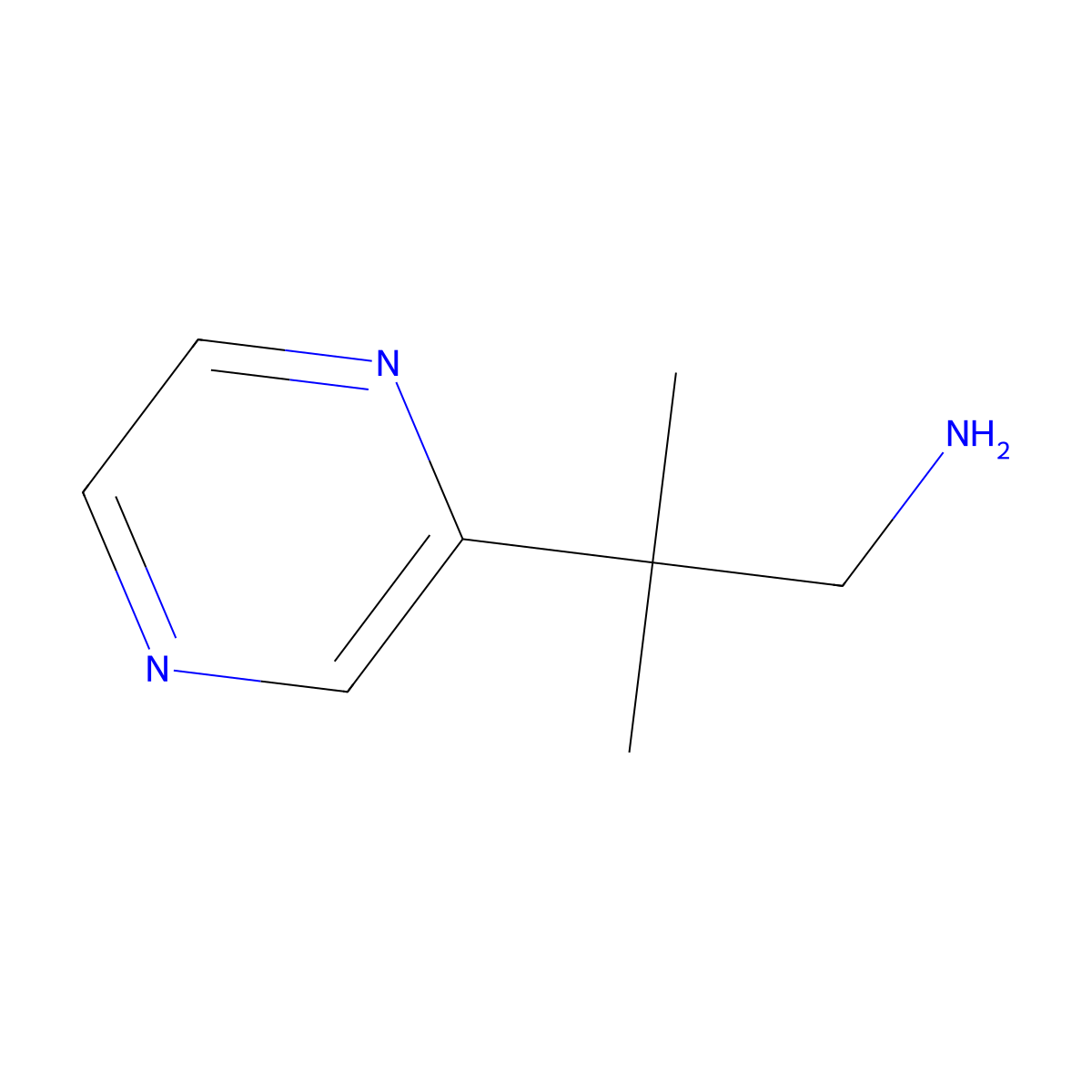 2-Methyl-2-(pyrazin-2-yl)propan-1-amine molecular structure, CAS 1176768-41-4