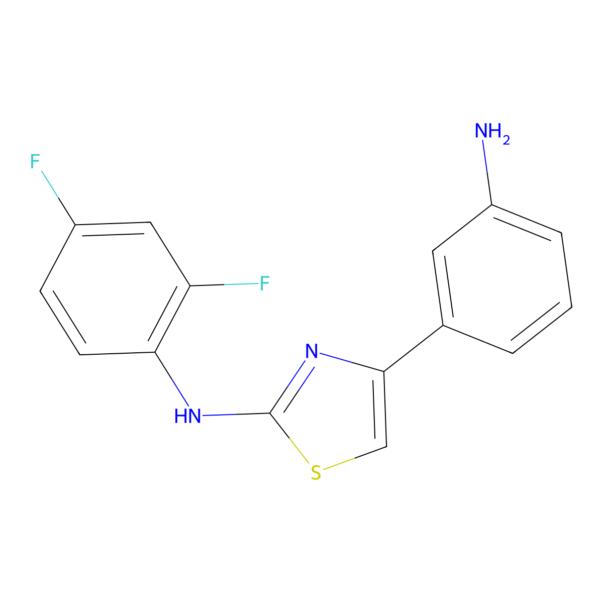 4-(3-aminophenyl)-N-(2,4-difluorophenyl)thiazol-2-amine molecular structure, CAS 1176771-03-1