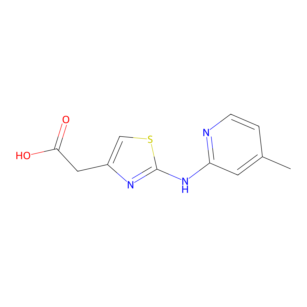 {2-[(4-Methylpyridin-2-yl)amino]-1,3-thiazol-4-yl}acetic acid molecular structure, CAS 1176779-50-2