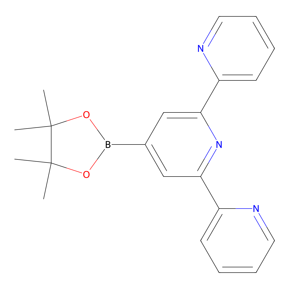 4'-(4,4,5,5-Tetramethyl-1,3,2-dioxaborolan-2-yl)-2,2':6',2''-terpyridine molecular structure, CAS 1176879-36-9