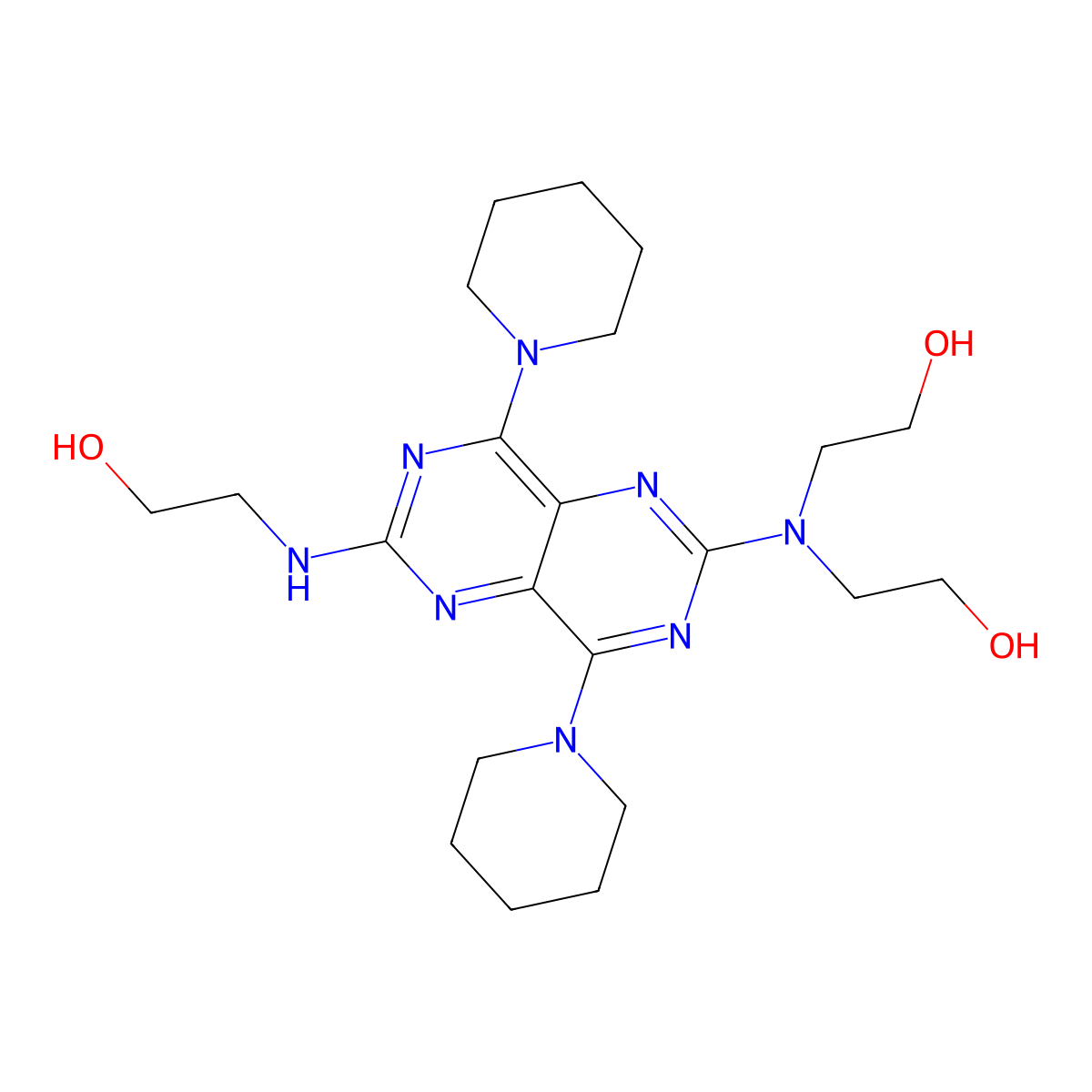 Desethanol dipyridamole molecular structure, CAS 1176886-12-6