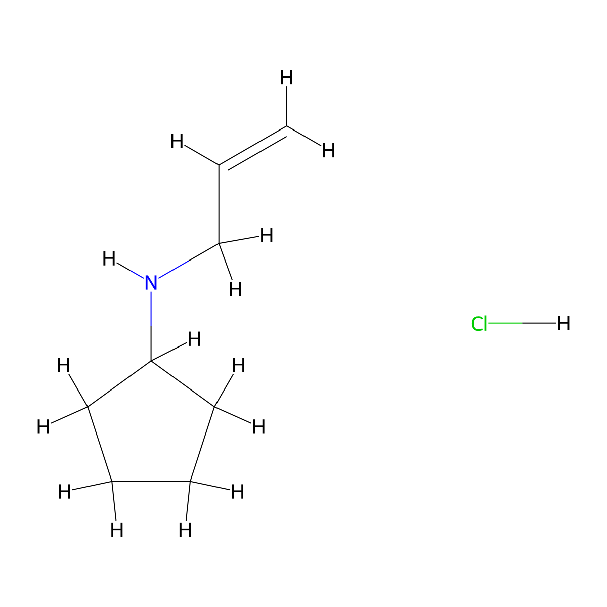 N-(prop-2-en-1-yl)cyclopentanamine hydrochloride molecular structure, CAS 1176911-28-6