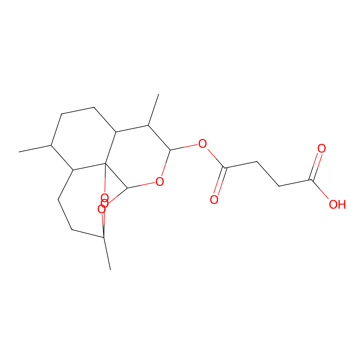 4-Oxo-4-[(1,5,9-trimethyl-11,14,15,16-tetraoxatetracyclo[10.3.1.04,13.08,13]hexadecan-10-yl)oxy]butanoic acid molecular structure, CAS 117697-22-0