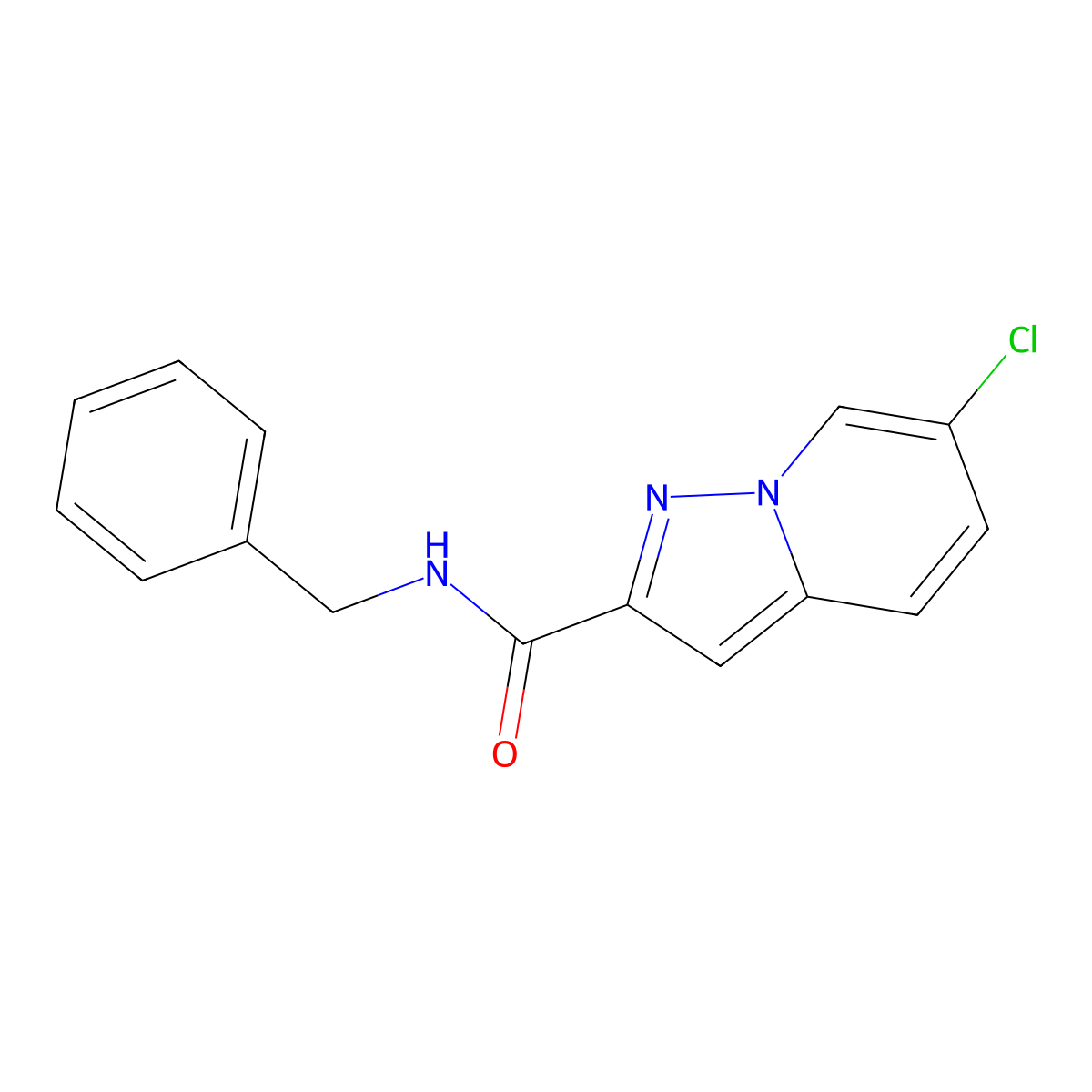 N-benzyl-6-chloropyrazolo[1,5-a]pyridine-2-carboxamide molecular structure, CAS 1177000-46-2