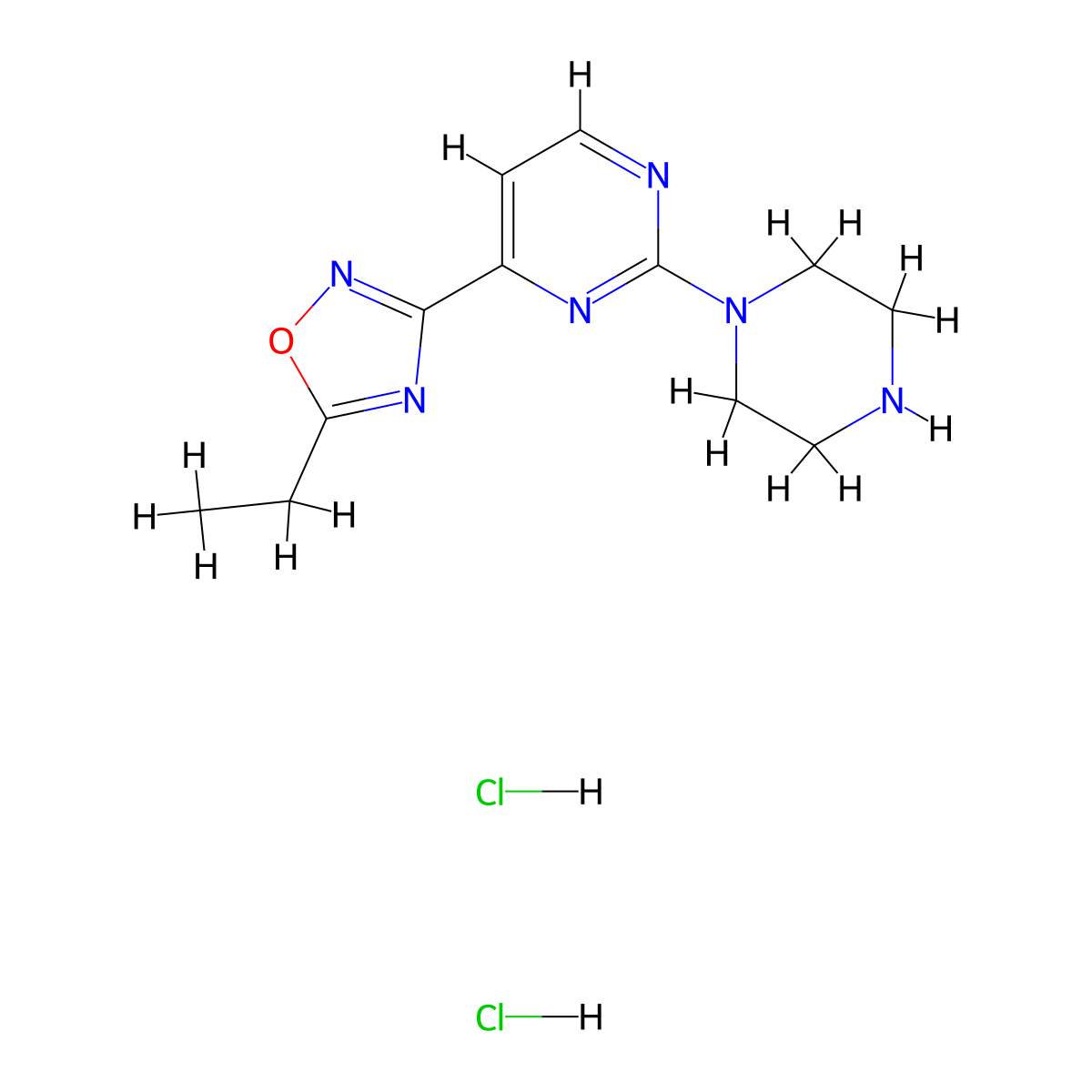 4-(5-Ethyl-1,2,4-oxadiazol-3-yl)-2-piperazin-1-ylpyrimidine dihydrochloride molecular structure, CAS 1177092-99-7