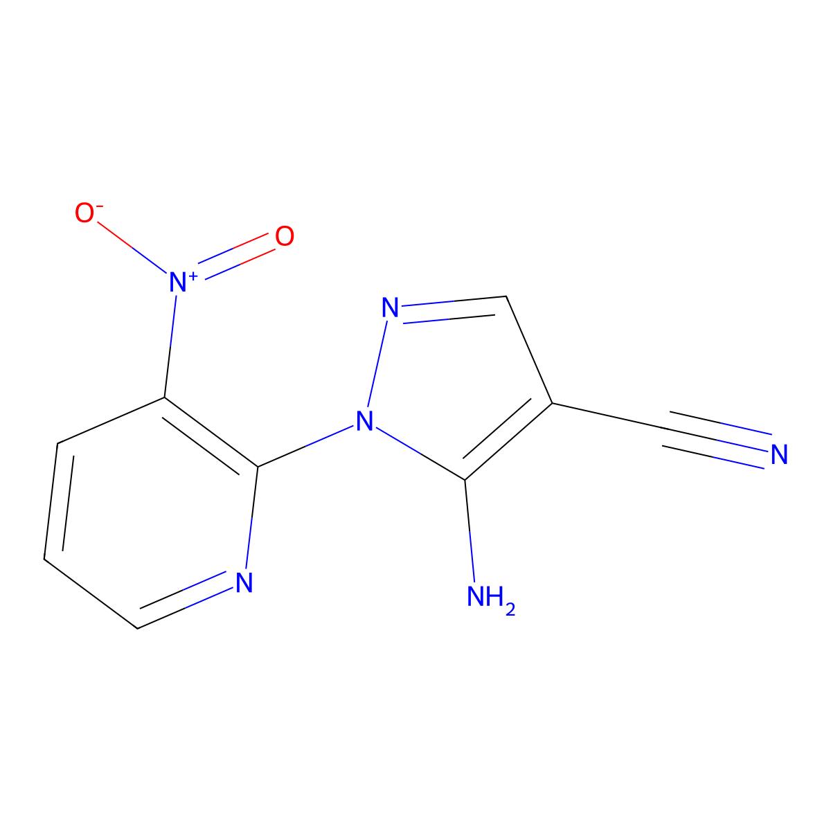 5-amino-1-(3-nitropyridin-2-yl)-1H-pyrazole-4-carbonitrile molecular structure, CAS 1177093-04-7