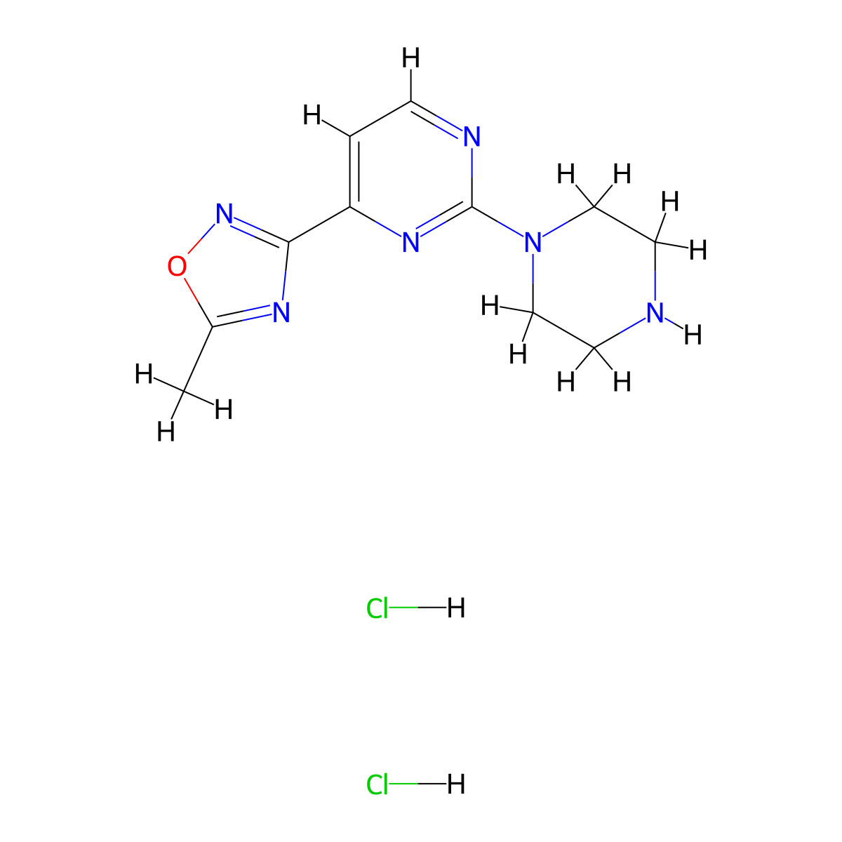 4-(5-Methyl-1,2,4-oxadiazol-3-yl)-2-piperazin-1-ylpyrimidine dihydrochloride molecular structure, CAS 1177093-10-5