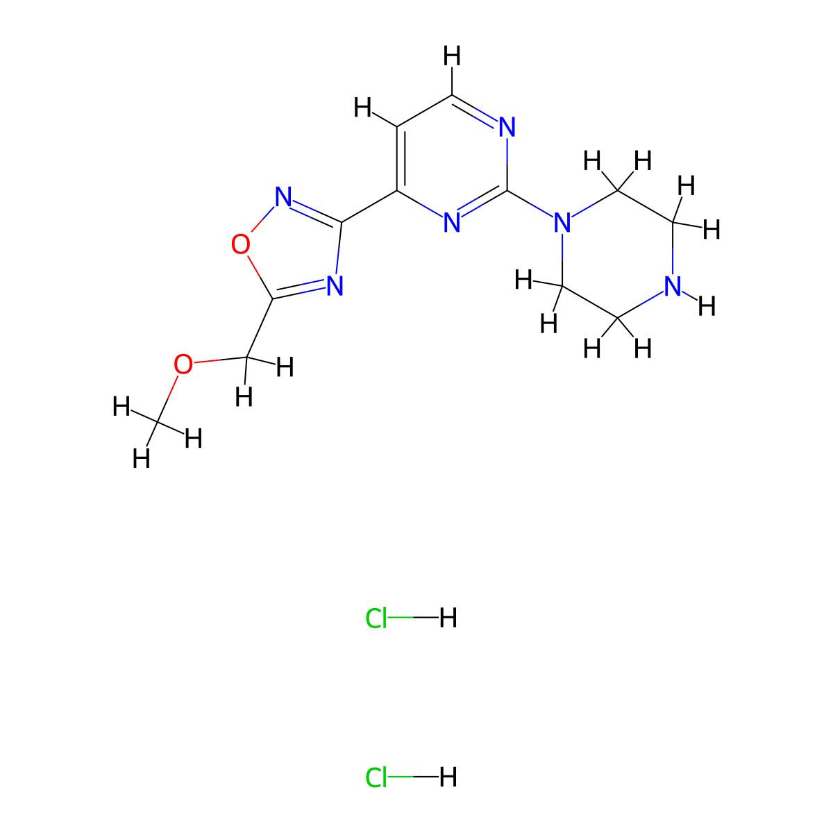 4-[5-(Methoxymethyl)-1,2,4-oxadiazol-3-yl]-2-piperazin-1-ylpyrimidine dihydrochloride molecular structure, CAS 1177093-11-6
