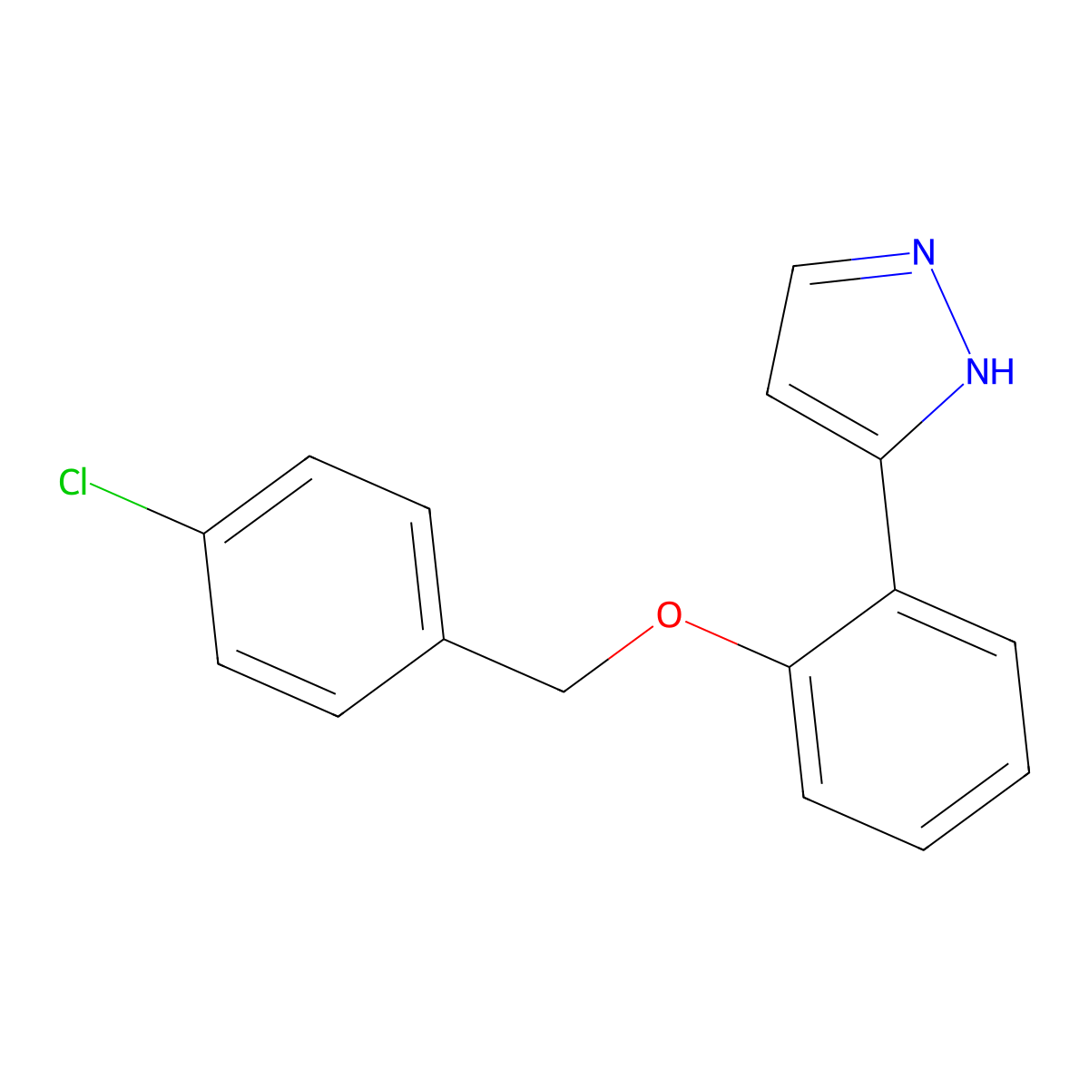 3-{2-[(4-chlorobenzyl)oxy]phenyl}-1H-pyrazole molecular structure, CAS 1177093-12-7